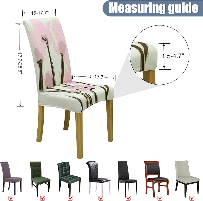 Dining Chair Covers, Stretch Seat Covers, Washable Furniture Protector | 6 Pack, Washable, Stretch Fit, Soft, Non Slip, Dining Chair Covers, Seat Protector, Furniture Protector - Image 5
