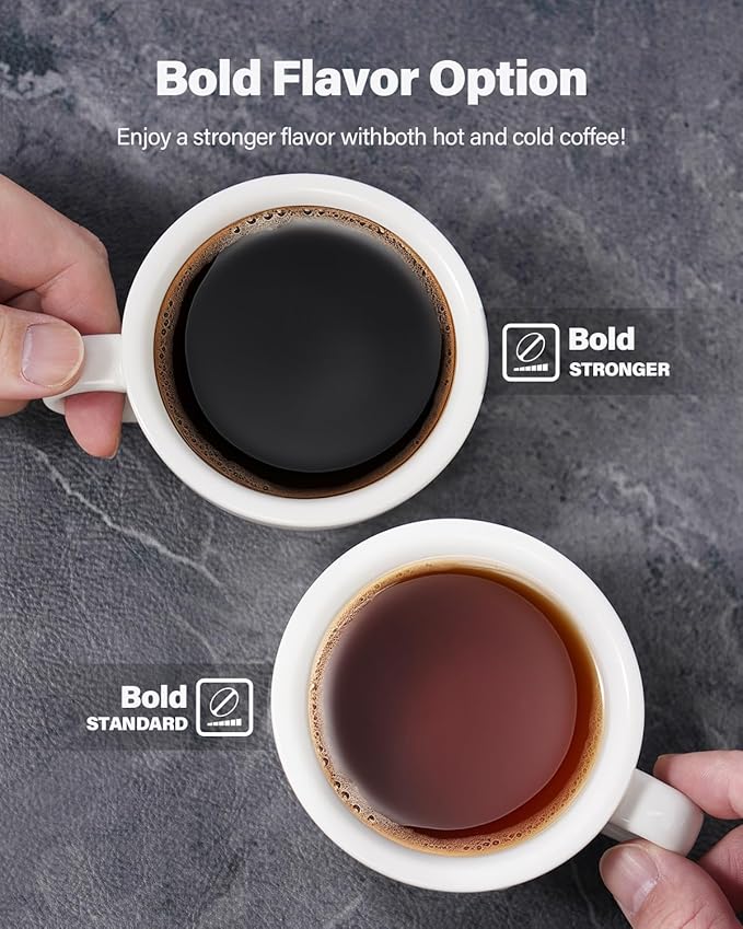 Coffee Maker Hot & Iced With Bold Setting,Single Serve Coffee Maker For K Cup And Grounds,52 Oz Removable Water Tank,6-14 Oz Brew Sizes,One Cup Kcup Coffee Machine With Reusable Filter, White - Image 6
