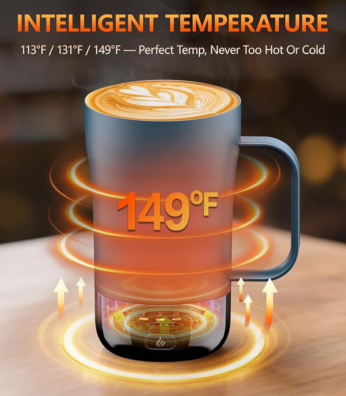 Self-Heating Coffee Mug, 14oz Heated Coffee Mug - Rechargeable Temperature Control Coffee Mug Keep Coffee Hot, Smart Mug Great Gift for Coffee Lovers & Slow Sippers - Image 2