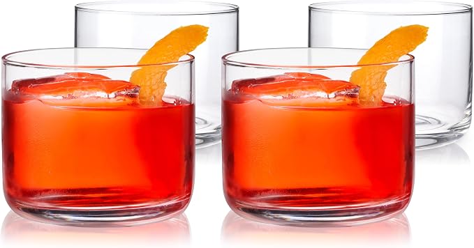 Viski Raye Crystal Negroni Glasses, Lowball Cocktail Glasses Premium Crystal Glassware, 8oz Tumbler Glasses Set of 4 - Image 7