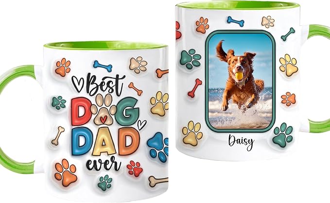 LOVELYPOD Custom Dog Dad Mug With Names and Photo, Father's Day Gifts for Dogs Dad, Fur Lovers Coffee Cup, Personalized Dog Mug, Fathers Day Mugs by LOVELYPOD