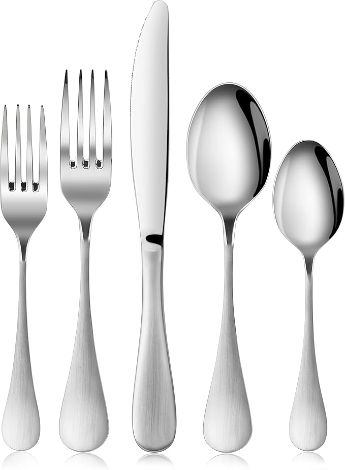 Artaste 1029147 Rain 18/10 Stainless Steel Flatware 20-Piece Set, Matte Finish Handle