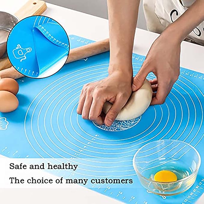 Silicone Rolling Mat 30x40cm Non- With Measurements(Purple) | Rolling Mat Dough, Bread and Pizza, Reusable Kitchen Tool Home Bakers, Blue - Image 8