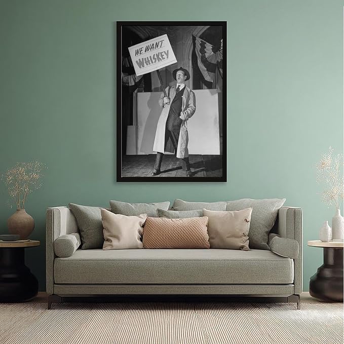 We Want Whiskey, Vintage Prohibition, Black And White , Alcohol Speakeasy Poster Canvas Poster Wall Art Decor Print Picture Paintings for Living Room Bedroom Decoration Black Frame 08x12in(20x30cm) - Image 5