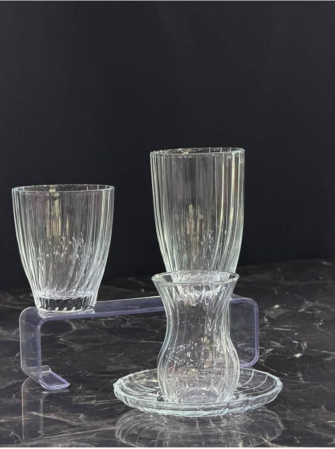 SODEF 24-Piece quality Glassware Set for 6 - Includes Tea Glasses & Water/Juice Tumblers - appropriate Bridal Registry Set - Dishwasher Safe - Beige - Image 4