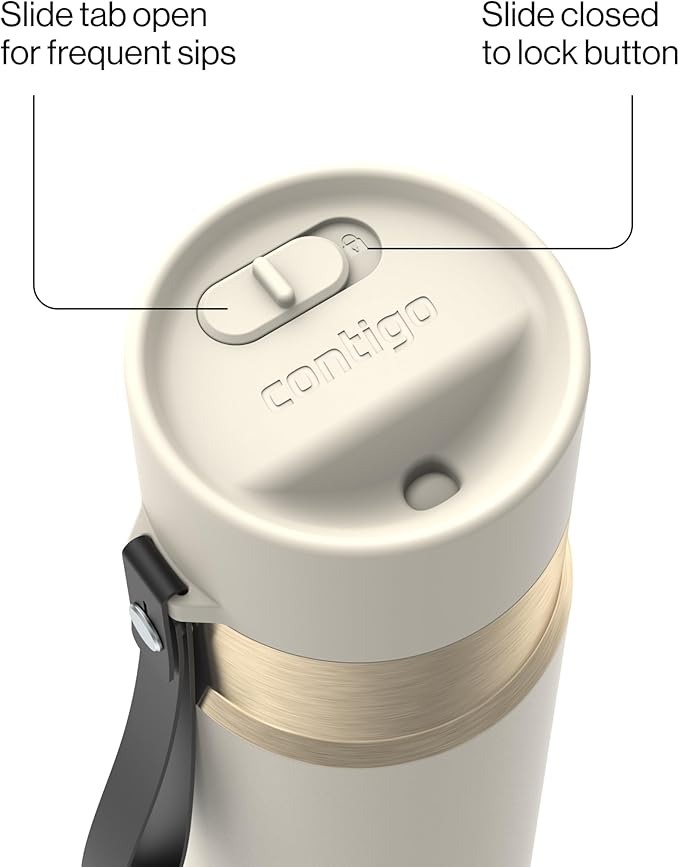 Contigo AutoSeal 24 oz Stainless Steel Vacuum-Insulated Water Bottle with Leakproof Push-Button Spout & Lock, Carry Strap, BPA-Free & Lead-Free, Dishwasher Safe - Image 3
