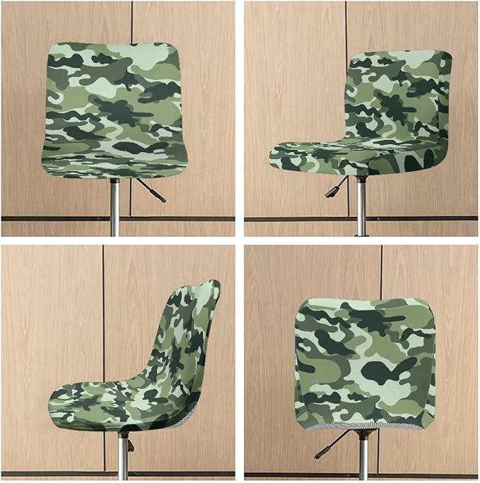 Green Camouflage Soft Bar Stool Slipcovers Non Slip Waterproof Bar Stool Chair Covers with Elastic Band for Dining Room Chairs - Image 6