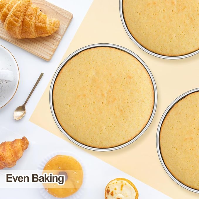 Homikit Round Cake Pan Set of 3, 9 Inch Stainless Steel Cake Tins Bakeware for Baking Layer Smash Birthday Cake，Oven, Pressure Cooker & Dishwasher Safe - Image 6