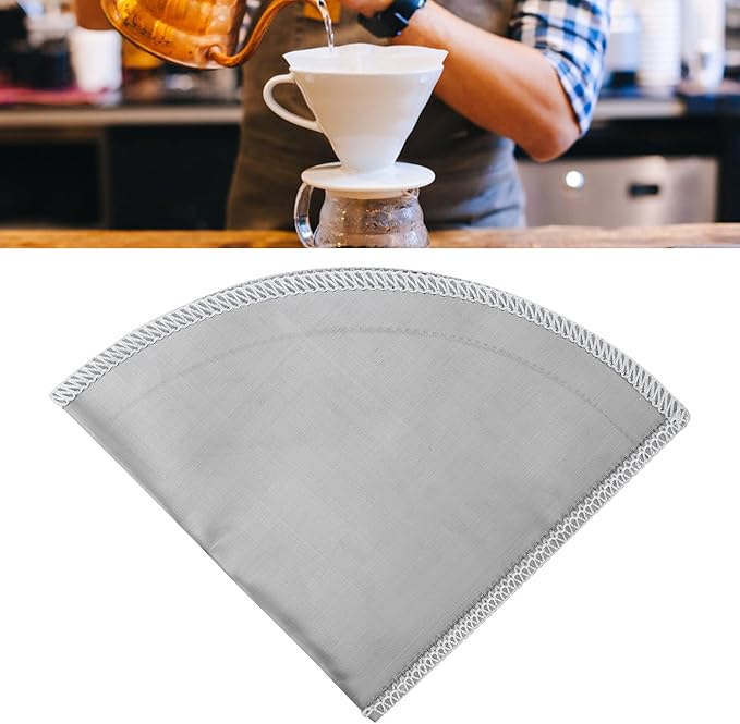Reusable Pour Over Coffee Filter Stainless Steel Mesh Cone Coffee Filter 1‑2 Cup for Spare or Replacement