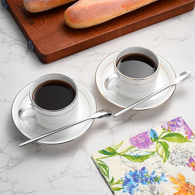 8-Piece 6.2-Inch Long Handle 304 Stainless Steel Coffee Spoons for Coffee, Cocktails, Iced Tea, Milkshakes, Smoothies, Ice Cream - Perfect for Coffee Bar, Home Kitchen, Office, Bars, and Restaurant