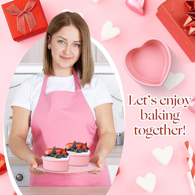 12 Pcs Mother's Day Heart Shaped Cake Pans Pink Red Silicone Mini Heart Cake Mold Nonstick Dessert Pan Chocolate Baking Tray Bakeware for Mother's Day Birthday Cupcake Muffin Tool(Pink,4'') - Image 6