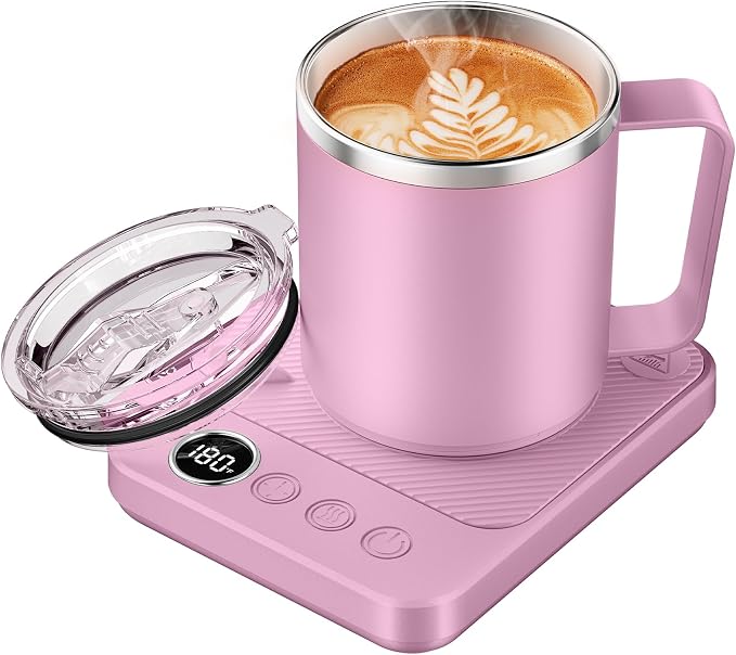 Felibeaco Coffee Mug Warmer & Mug Set for Desk, Smart Coffee Cup Warmer with 16oz Heated Mug, Cup Heater with Auto Shut Off for Office/Home, Coffee Gifts for Women/Men/Dad on Father‘s Day, Purple by MakeYourLifeEasier