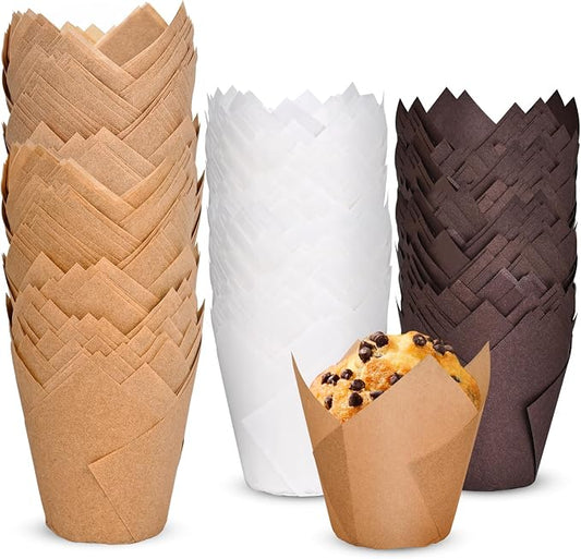 120 Counts Tulip Cupcake Liners for Baking Cups, Food Grade Parchment Paper Muffin Liners Holders, Standard Tulip Cupcake Liners, Greaseproof Cupcake Wrappers for Party, Christmas by Neyimqr (MIX) by Neyimqr