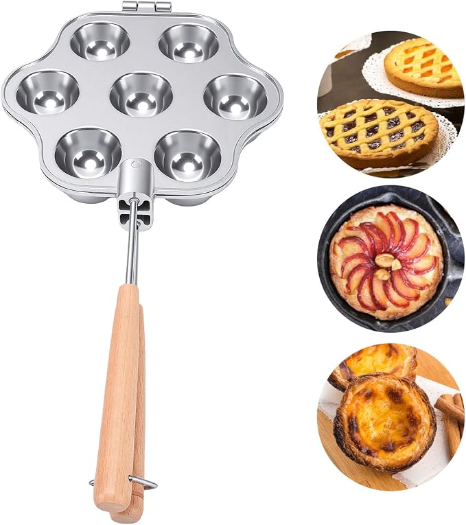 Reusable Quiche Bakeware Aluminum Alloy Mini Tart Pan with Wooden Grip Handles 21 X 43.5cm Fluted Tart Mould 2pcs for Egg Quiche Mince Pie Cheesecake Baking - Image 3