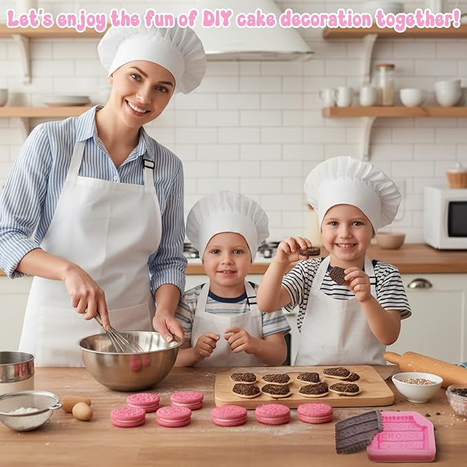 4Pcs Pink Cookie Molds, Biscuit Silicone Cookie Molds, Clay Chocolate Chip Mold, Candy Fondant Mold for Cookies Butter Paste Dough Plaster Cake Decorating