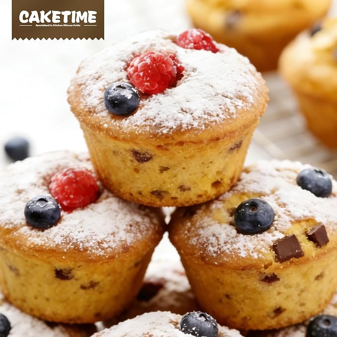 CAKETIME Silicone Jumbo Muffin Pan, 3.5 Inch Silicone Texas Muffin Pan 6 Cup Large Cupcake Pan Nonstick BPA Free Silicone Molds 2 Pack Red - Image 8