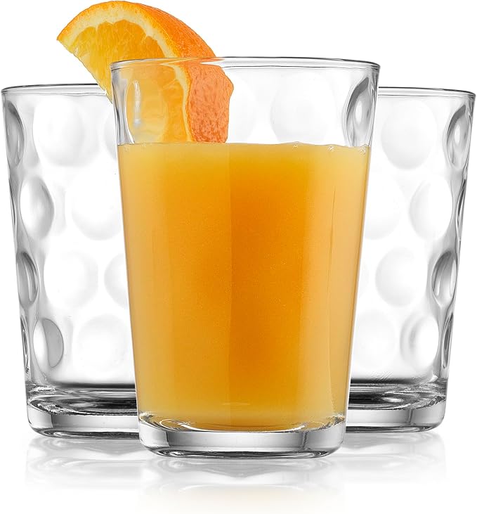 Home Essentials Drinking Glasses Set of 10 Juice Glass Cups, 7 oz Glassware, Inner Circular Lensed Small Glasses. Ideal for Juice, Milk, Water; Dishwasher Safe. by Glavers