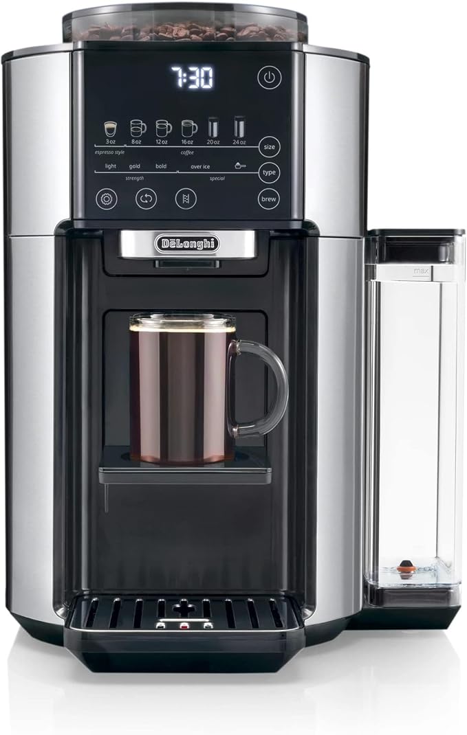 De'Longhi TrueBrew Drip Coffee Maker, Grinder, 8 to 24 oz, Built-In Grinder | #1 Worldwide Espresso Machine Maker, Built-in Grinder, 5 Brew Styles, 6 Brew Sizes, One-Touch Simplicity by Unknown