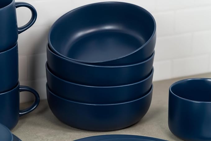 10 Strawberry Street Wazee Matte Coupe Dinnerware, Bowl, Dark Blue, Set of 6 - Image 5