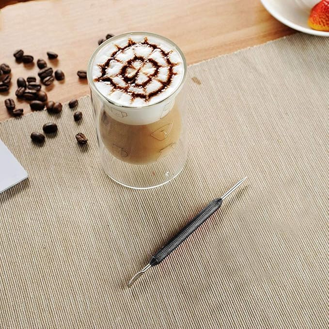 Joyzan Coffee Latte Art Pen, Stainless Steel Spice Cappuccino Pull Needle Decorating Tool Fancy Stitch Barista Precision Carving DIY Kitchen Gadget Espresso Machine Supply Home Cafe Brewing Settings