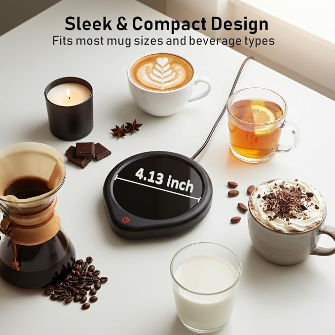 Oracer Coffee Mug Warmer, Cup Warmer for Desk with Auto Shut Off Smart Temperature Settings, Electric Beverage Tea Water Milk Heater for All Cups and Mugs, Heating Plate Candle Wax Warmer - Image 6