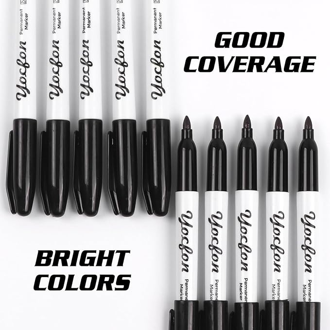 Permanent Markers, 72 Count Black Permanent Markers Set, Fine Tip, Waterproof Markers, Works On Plastic, Wood, Stone And Metal For Doodling, Marking