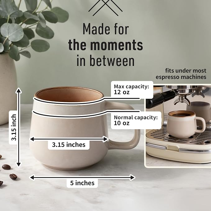 Ava Nord Stoneware Ceramic Coffee Mugs Set of 4-12 oz - Rose Sand | Lead-Free, Non-Toxic, Freezer - Microwave & Dishwasher Safe, Comfortable Handle, Aesthetic Nordic Design for Tea, Latte - Image 2