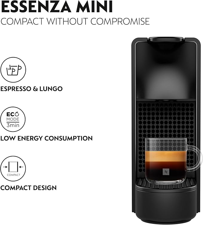 Nespresso Essenza Mini Espresso Machine by Breville, Piano Black | Piano - Image 4