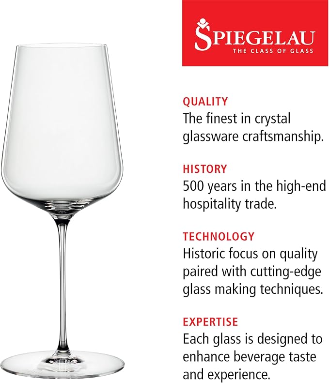 Spiegelau Definition Crystal Universal Wine Glasses for Red and White Wines, Durable Drinking Glasses for Housewarming, Birthday Party, Wedding Gifts, Home Bar, Elegant Glassware, 19 oz, Set of 2 - Image 2