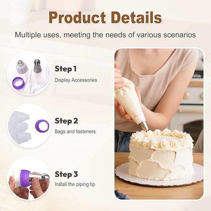 Cake Decor Piping Tips, 22 Sets of Stainless Steel Floral Piping Set, Large Sized Variety Styles Cake Decorating Gadgets, Suitable for Baking Enthusiasts (1)