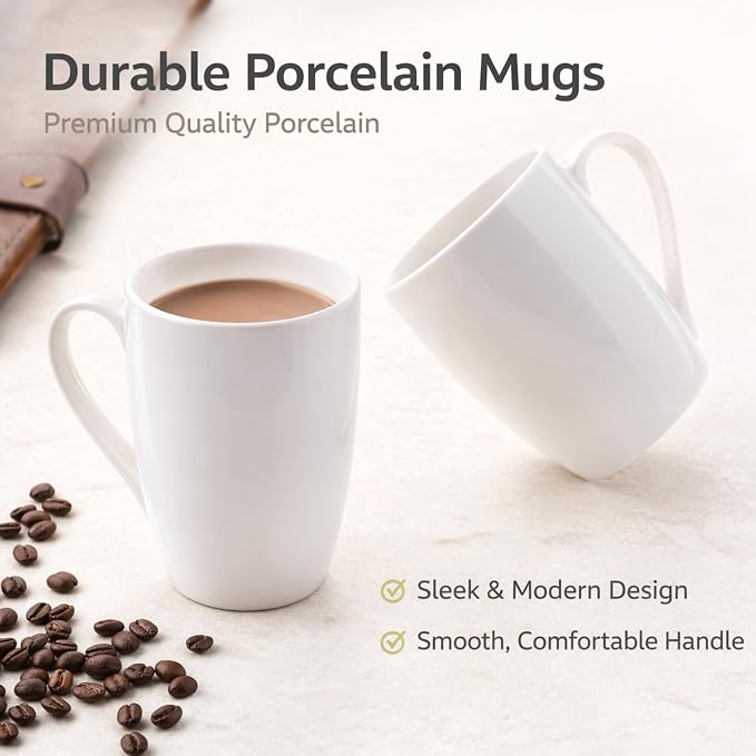 GBhome 12 OZ Off White Coffee Mugs, Ceramic Coffee Cups Set with Large Handle for Man, Woman, Light Weight Coffee Mugs for Latte/Cappuccino/Cocoa/Milk, Dishwasher & Microwave Safe, 36 pcs - Image 3