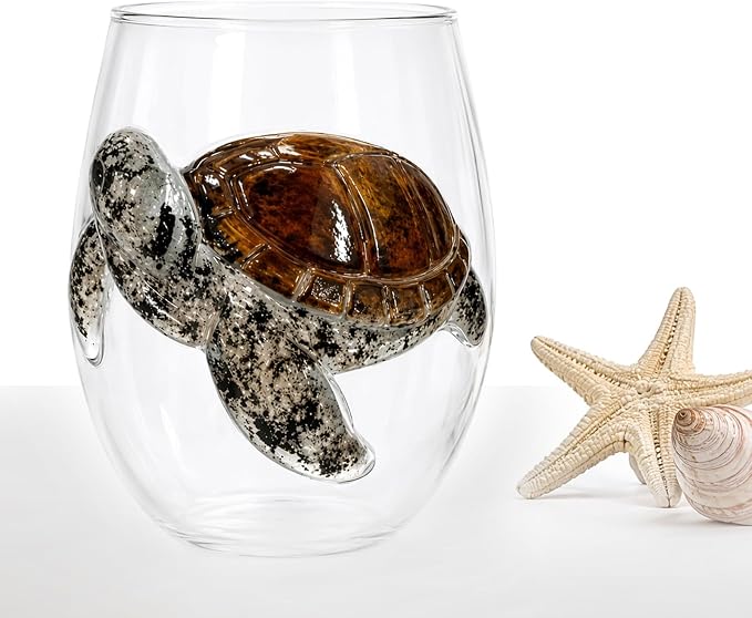 Handmade 3D Blue Ring Stemless Glass Wine Cup Ocean Bar(White Style 7) | 3D Sculpted Handmade Blue Ring Stemless Wine Glass Ocean Cup Handblown Glassware Ocean Lover Gift - Image 6