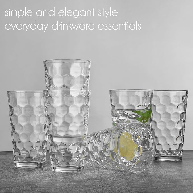 ALINK 16 oz Drinking Glasses, Set of 6 Highball Glass Cups Bar Glasses, Clear Heavy Base Stemmed Water Glasses for Beer, Iced Coffee Cups, Cocktail Glasses, Wine, Iced Tea, Dishwasher Safe - Image 5