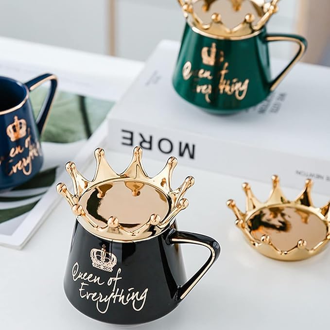 Arawat Queen of Everything Mug with Lid Crown Queen Elizabeth Mugs 12 oz Ceramic Cup Birthday Gifts for 20 30 40 50 60 70 80 90 Women Gift for Women Girl Mom Friend Valentine's Day Gifts for Women Man - Image 4
