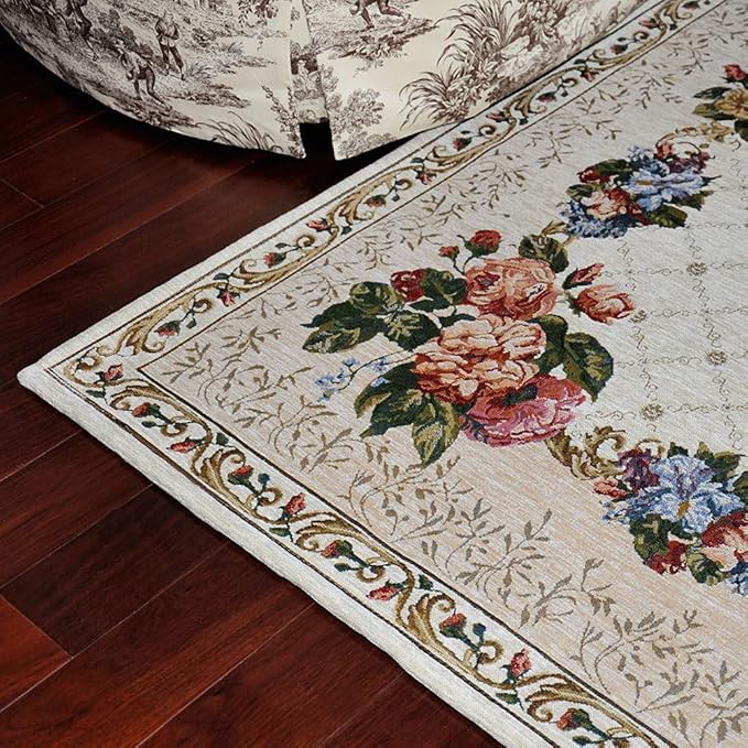 Vintage Traditional & Modern Rugs Home Decor Collection Floral Design Large Carpet, 4' x 6', Rural Flower - Image 5
