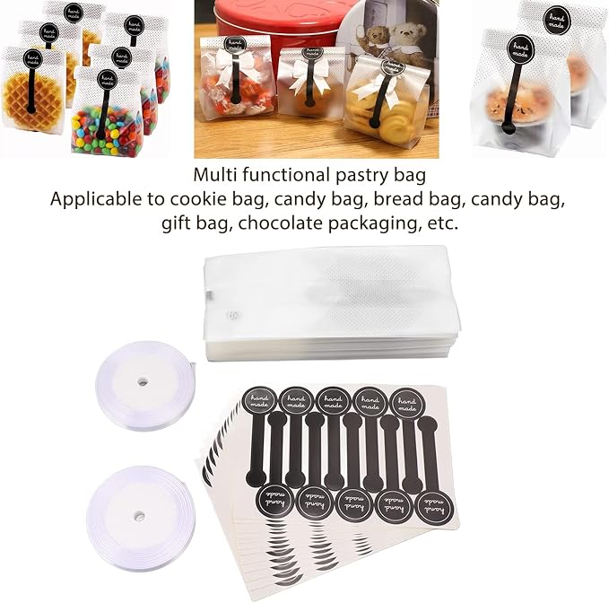 ZJchao 150Pcs Baking Package Bags with Translucent Design and Accessories for Gift Wrapping and Decoration - Image 2