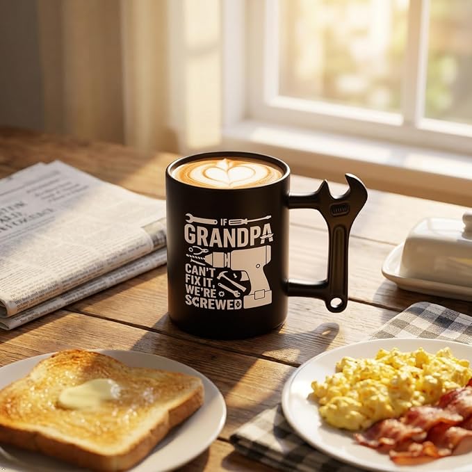 LOZACHE Funny Coffee Mug with Wrench Handle for Grandpa, Novelty Fathers Day Christmas Birthday Gifts for Grandpa Uncle Husband Brother Mechanic Tea Mug Present - Image 8