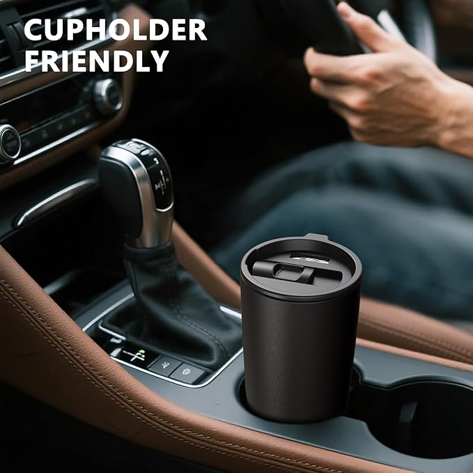 TILUCK 20 oz Insulated Coffee Tumbler with BPA-Free Lid | Travel Coffee Mug, Dishwasher Safe, Cup Holder Friendly, Double-Wall Vacuum Insulation for Hot & Cold Drinks, Matte Black - Image 4