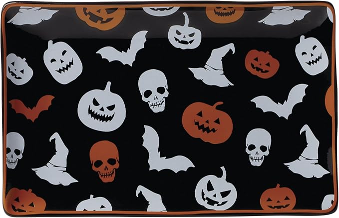 Oneida Vintro Halloween Porcelain Serving Tray | dishwasher safe | 9.75 x 6.25 inch | halloween party entertaining, food tray, halloween kitchen decor by Oneida