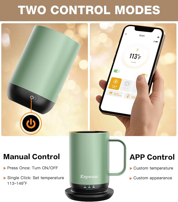 Kepwam Self-Heating Coffee Mug T1, 16oz Rechargeable Heated Coffee Mug, Smart Coffee Warmer Mug with App-Controlled,Advanced Temperature-Controlled Heating Coffee Gifts for Women Men Coffee Lover - Image 4