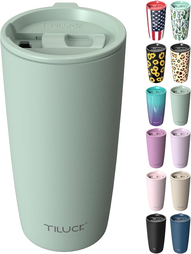 TILUCK 20 oz Insulated Coffee Tumbler with BPA-Free Lid | Travel Coffee Mug, Dishwasher Safe, Cup Holder Friendly, Double-Wall Vacuum Insulation for Hot & Cold Drinks,Matte MintGreen by TILUCKBringsGoodLuck