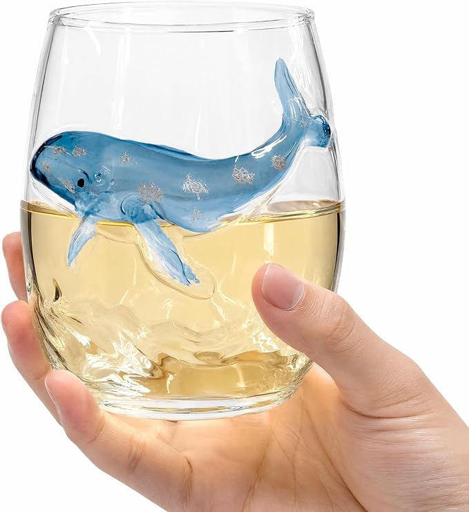 Ocean Themed Whale Hand-Blown Coastal Glassware for Gifts | Ocean Themed Octopus Glassware Hand Blown Coastal Stemless Wine Glasses Unique Coastal Decor Gift for Ocean Lovers - Image 8