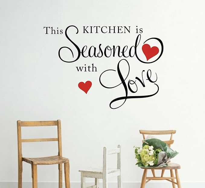 Picniva This Kitchen is Seasoned with Love Wall Decal - 15 x 22 Inch Black Vinyl Quote Sticker for Dining Room, Restaurant, and Farmhouse Decor by Picniva