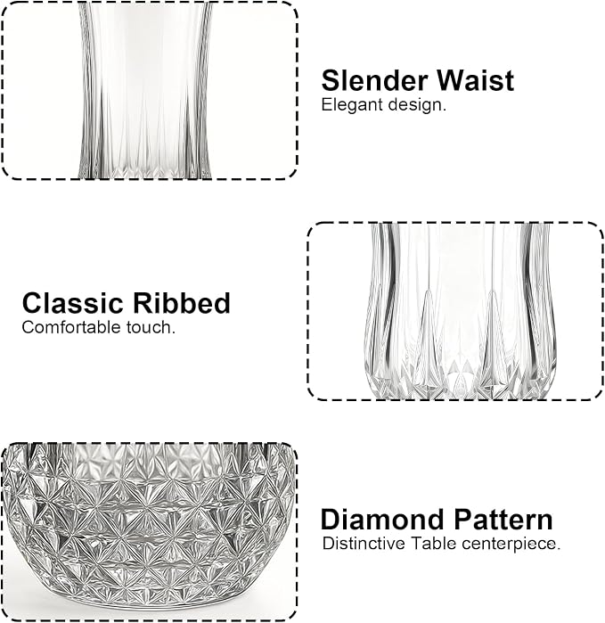 Ruckae Drinking Glasses Set of 8,11 oz and 7 oz Kitchen Water Glass Cups Set,Clear Curvature Glassware Dishwasher Safe,Mixed Drinkware for Beer,Juice,Cocktail,Whiskey,Milk and Various Mixed Drinks - Image 3