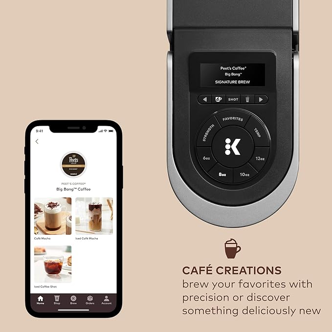 Keurig K-Café SMART Single Serve Coffee Maker with WiFi Compatibility, Latte and Cappuccino Machine with Built-In Frother, 6 Brew Sizes, Black | WiFi Compatibility, Latte, Cappuccino Machine with Built-In Frother, 6 Brew Sizes - Image 3