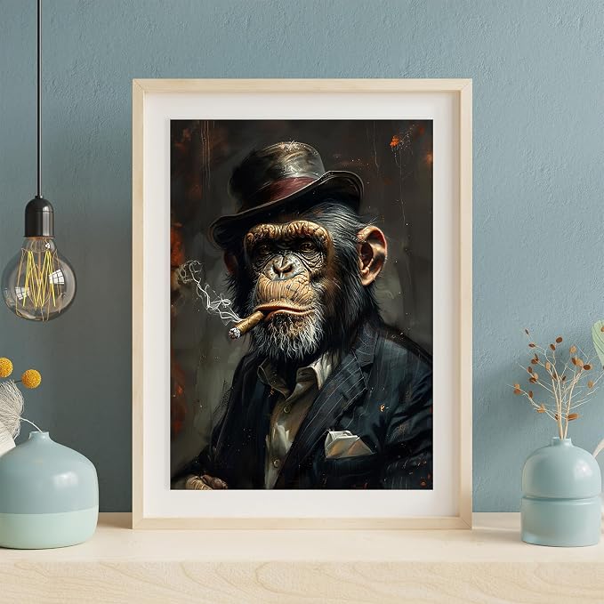 XOCUUI Wall Art Monkey Chimp Smoke Abstract Wall Painting Kid Pop Street Graffiti Wall Art Decor Ready To Hang for Living Room Bedroom Home Bathroom Wall Decor (30x40cm) 12x16 inch - Image 9