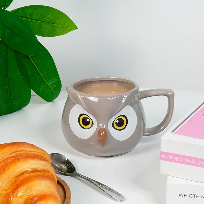 Owl Mug - Ceramic Coffee Cup for Women, 3D Funny Coffee Mug, Christmas Birthday Owl Gifts for Women Man Kids 14oz - Image 6