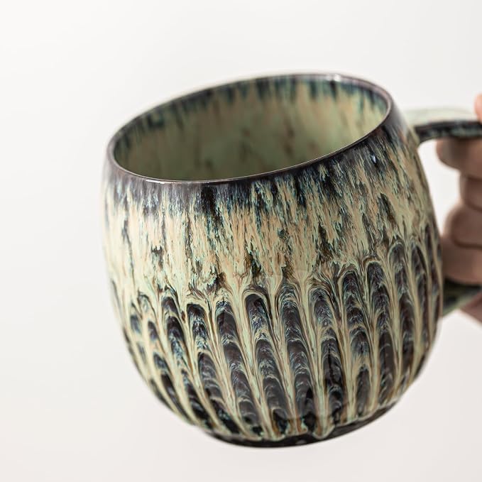 Large Ceramic Coffee Mug - 20oz Big Tea Cup, Flowing Green | Large Tea Mug, Microwave Safe, Dishwasher Safe - Image 5