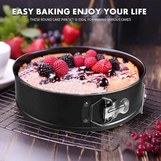 Springform Cake Pan Set, Non-stick 6pcs(7 8 8.5 9.5 10 11Inch) Cheesecake Pan Removable Bottom, Leakproof Round Spring Form Pans Cake Pans Sets for Baking, Included 2pcs Silicone Baking Gloves - Image 3