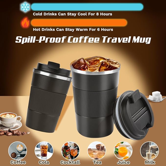 Vacuum Insulated Stainless Steel Travel Coffee Mug,Leak Proof Cup with Lid | 304 stainless steel mug with vacuum insulation, leak proof lid, silicone grip and car cup holder friendly design - Image 2